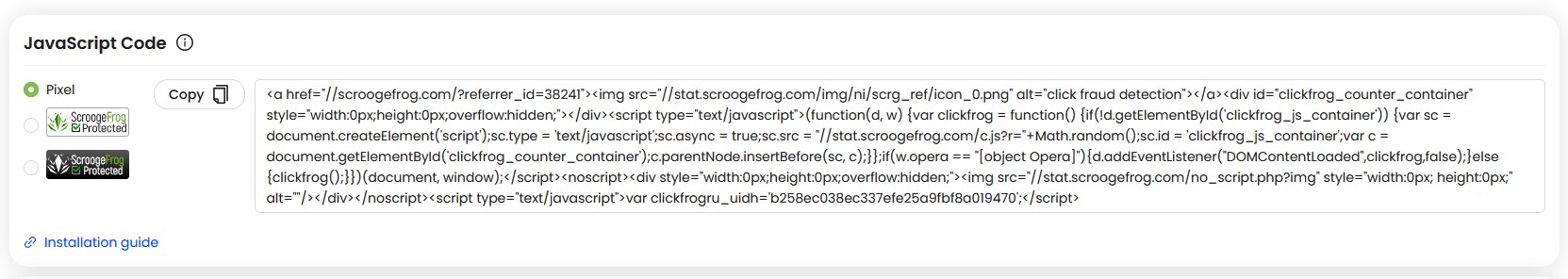JavaScript code example